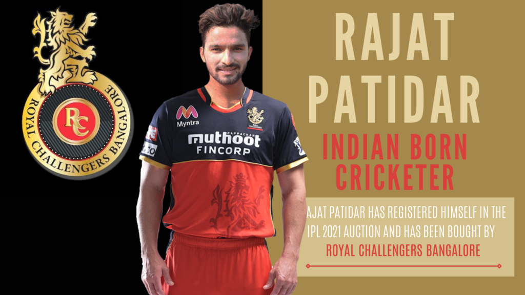 ہندوستانی پیدائشی کریکٹر RAJATAT PATIDAR IPL 2021 RCB