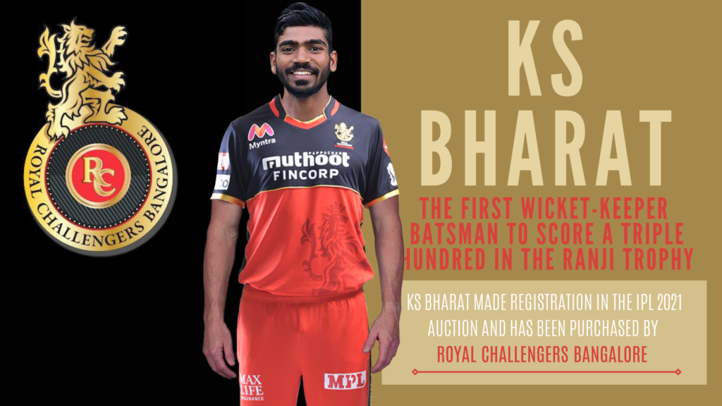INDIAN WICKET-KEEPER BATSMAN KS BHARAT FOR IPL 2021 RCB