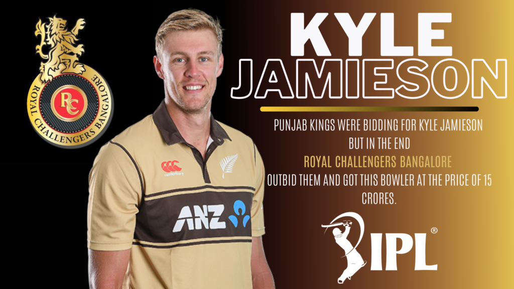न्यूजील्याण्ड क्रिकेटर KYLE JAMIESON भारतीय प्रीमियर लीग उच्चतम भुक्तानी खेलाडी