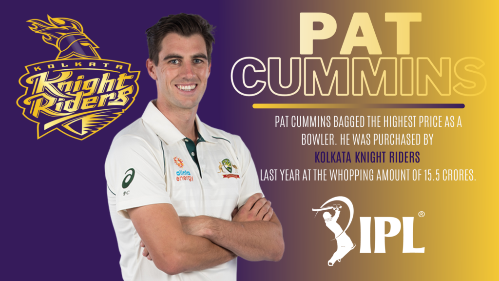 Australian international cricketer PAT CUMMINS Indian Premier League Highest-Paid Players